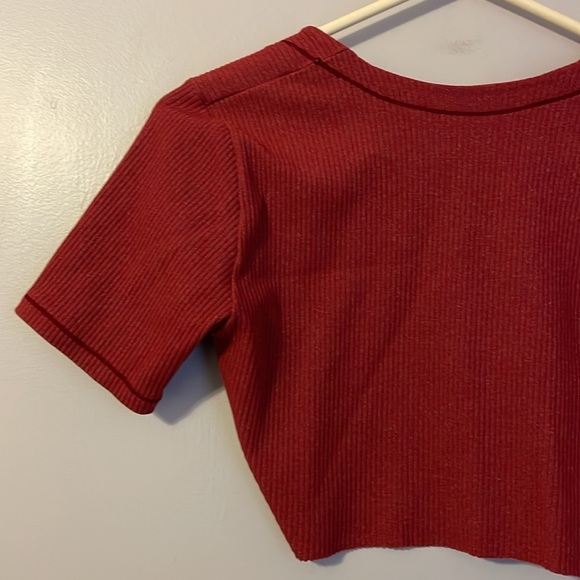 Harley Davidson Embroidered Ribbed Crop Top Maroon size M - Picture 11 of 14